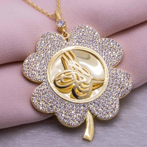 925 Sterling Silver Gold Plated Women Necklace with Circular Ottoman Sign