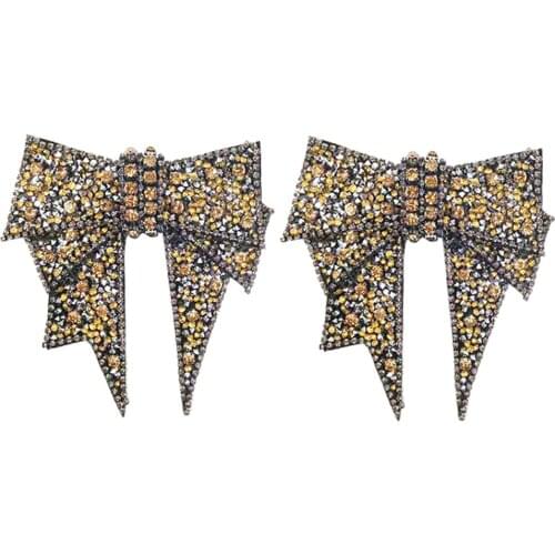 Rhinestone Bowknot Shoe Applique Decorative Sew On Shoe Charm for Variety Shoes