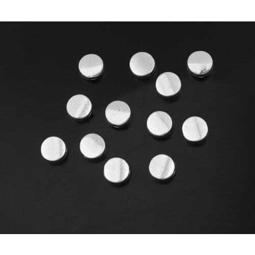 DoreenBeads Zinc Based Alloy Spacer Beads Flat Round Silver Color Color Jewelry DIY Findings Accessories Components, 100 PCs
