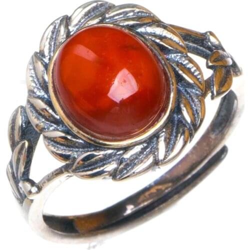 Natural Nanjiang Red Agate Opening Handmade 925 Sterling Silver Ring 6.75 D1110