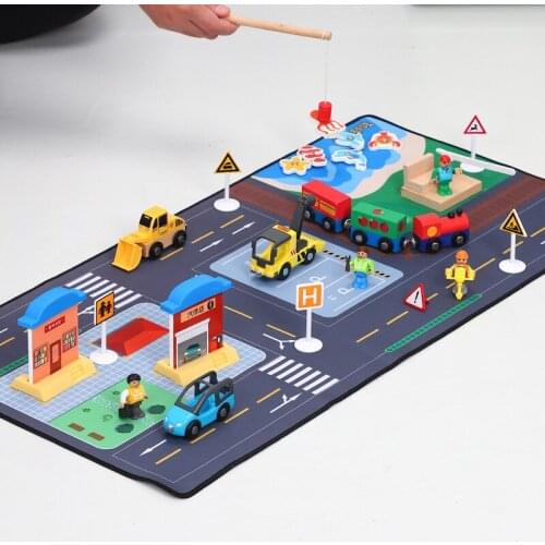 Large City Traffic Parking Lot Amusement Mat Road Track Parking Lot Game Crawling Mat Child Pad Boy Girl Educational Toy