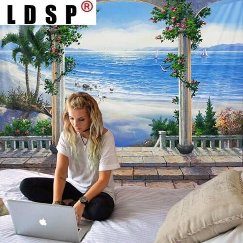 LDSP Wayside Pavilion Natural Landscape Tapestry Wall Hanging Wall Rugs Background Cloth Beach Mat Blanket Art Home Decor