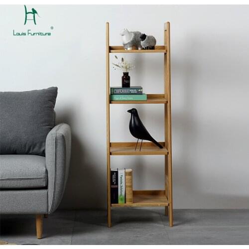 Louis Fashion Simple Solid Wood Bookshelf Combination Baffle Storage Rack Simple Modern Household Living Room Side Frame