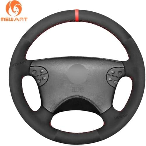 MEWANT Black Suede Car Steering Wheel Covers Braid for Mercedes Benz CLK-Class W208 C208 E-Class W210 G-Class W463 1999-2003