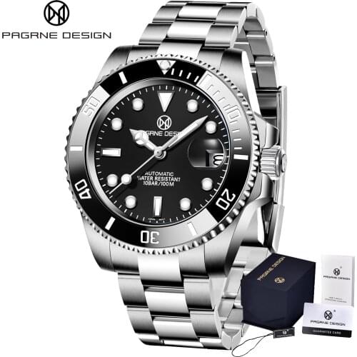 Pagrne Design 40mm Mens Mechanical Watch Brand Luxury Automatic 100m Waterproof Watch Japan NH35A Clock Mens Reloj Hombre 2021