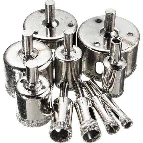 ANENG 10pcs /Set Diamond Holesaw Set Holes DIY Use 8-50mm Saw Drill Bit Cutter For Tile Glass Porcelain Marble