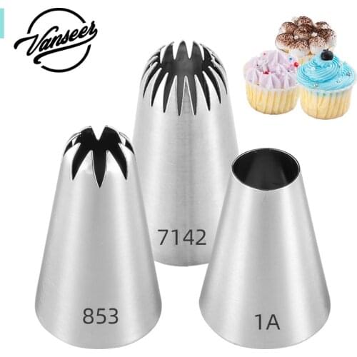 3pcs/set Pastry Large Size Icing Piping Set Cream 304 Steel Stainless Nozzle Cakes Decorating Cupcake Baking Russian Tips Tool