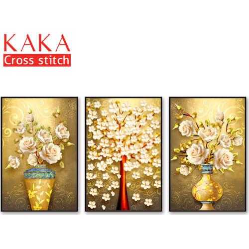 Cross stitch kits,Embroidery needlework sets with printed pattern,11CT-canvas for Home Decor Painting,Flowers Full NCKF264