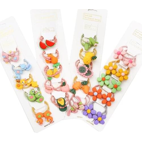 New 10pcs/set Cartoon Hair 3CM Tie Baby Hair Band Flowers Fruits Vegetable Ponytail Holder for Girl Fashion Hair Accessories