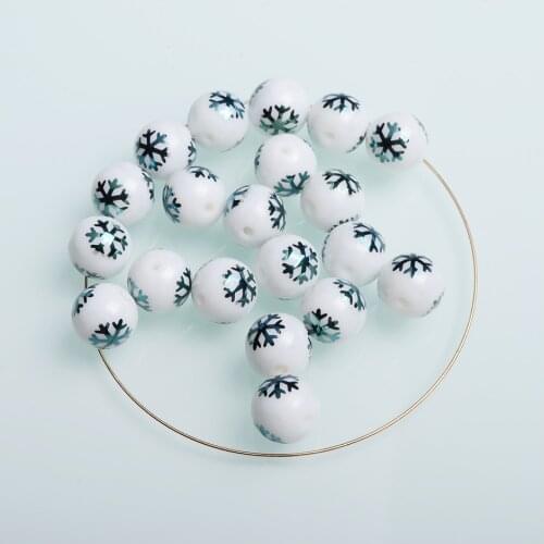 New Arrival Snowflake Beads 10mm Round Glass Beads for christmas tree ornaments