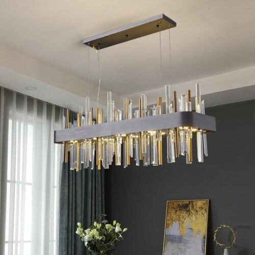 New rectangle Chandelier Lighting Luxury Modern Brushed Gold/Black Stainless Lamp Creative Design Light Fixtures For Dining Room