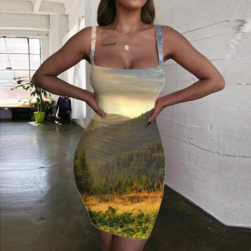 Giyu Landscape Dress Women Forest Ladies Dresses Harajuku Sundress Cloud Bodycon Dress Womens Clothing Party Beach Beach Femme