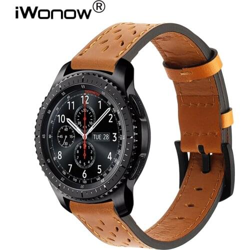 22mm Genuine Leather Watchband for Samsung Gear S3 Classic Frontier Xiaomi Amazfit Pace/Stratos 2/1 Strap Watch Band Bracelet