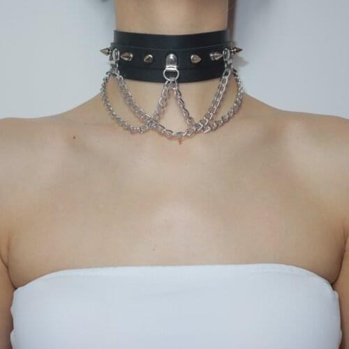 Sexy Punk Bondage Choker Collar Bdsm Necklace Mature Cosplay Goth Jewelry Women Gothic Necklace Harajuku Accessories