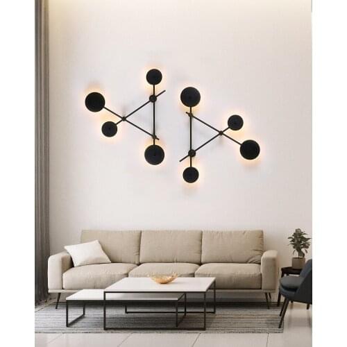 IG Style Modern Art Simple Bedroom Bedside Lamp Aisle Stairs Creative Led Living Room Background Wall Wall lamp Black Geometry