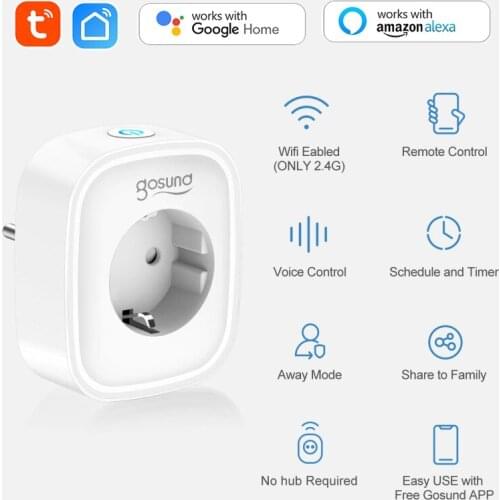 Gosund EU Smart Plug Socket Tuya/Smart Life Remote Control Outlet 16A Home Appliances Power Monitor Works With Alexa Google Home