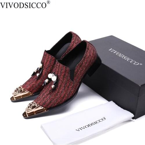 VIVODSICCO New Fashion Party Men Dress Pearls Tassel Leather Shoes Male Wedding Formal Shoes Business Oxford Social Sapato Shoes