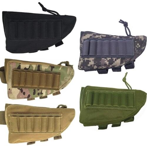 Military Tactical Buttstock Gun Rifle Shell Hunting Ammo Pouch Bag Durable Holder Molle Pouch