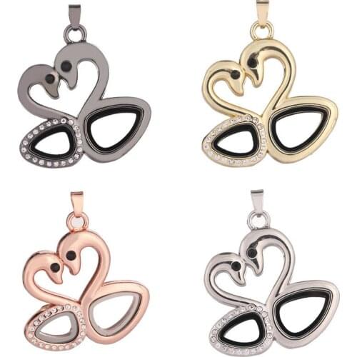 1pc Good Quality Swan Glass Locket Magnet Open Key Chain