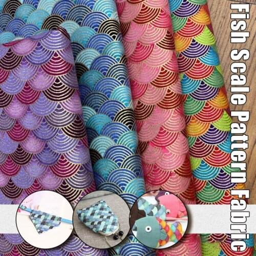 100*150cm Japanese Style Fish Scale Pattern Bronzing Printed Fabric For Diy Patchwork Garment Dress Bag Sewing Material