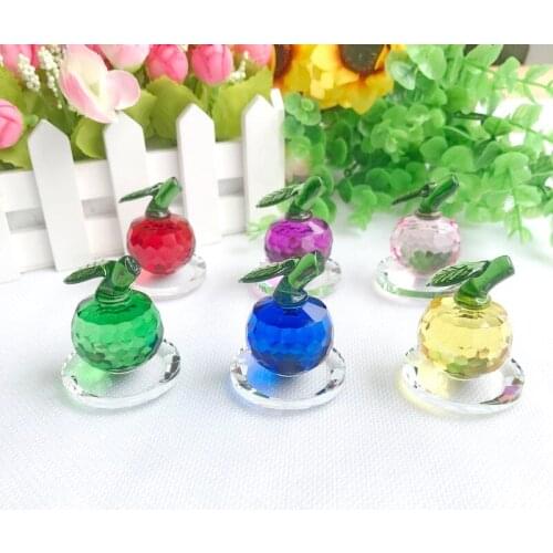 18pcs/Lot)FREE SHIPPING+Choice Crystal Collection Colorful Crystal Apple Figurines Birthday Party Souvenir Crystal Paperweight