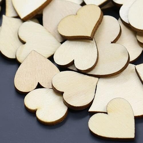 50Pcs Mixed Sizes Butterfly Flower Heart Golden Wood Buttons DIY Scrapbooking Sewing Home Decor DIY Button