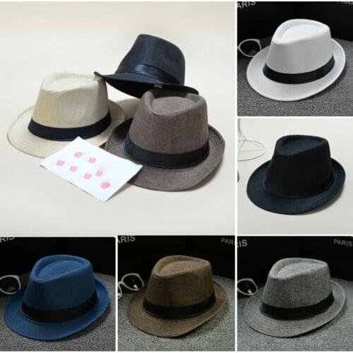 2020 New Mens Women Classic Straw Fedora Hat Wide Brim Panama Hat Summer Dress Hat