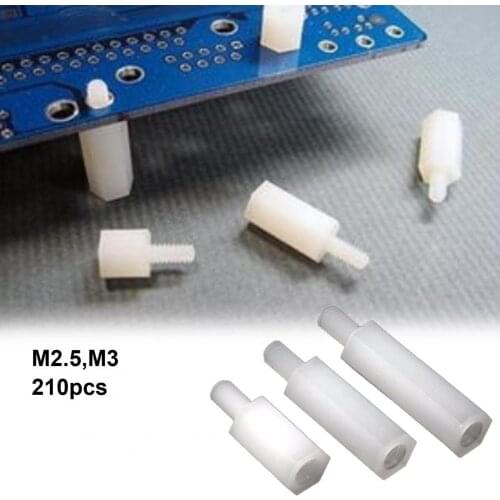 210Pcs M2.5 M3 Standoff Columns Flat High Strength Electronic Components Nylon Screw Standoff Spacers Kit Accessories Supplies