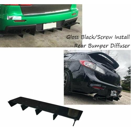 58.4cmx13.2cm Fit For Mazda 3 / speed 3 2010-2013 Gloss Black Set Rear Bumper Fin Air Diffuser 5 Shark Fins Spoiler Universal
