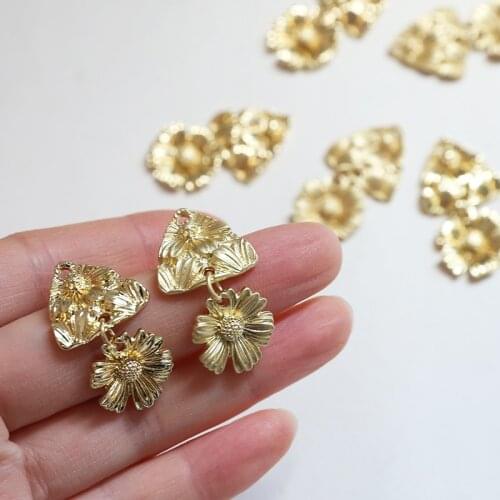 6pcs Korean Style alloy geometric flower Earrings For Women Girls retro pendant diy handmade jewelry earrings accessories