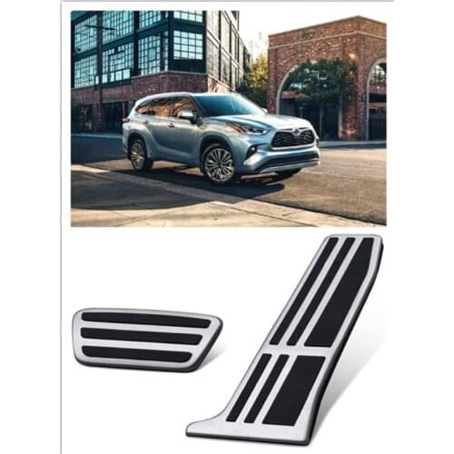 For Toyota Highlander Accessories 2020 Aluminum Non-Slip Metal Rubber Fuel Brake Foot Car Gas Pedal Cover Set Kit 2pcs