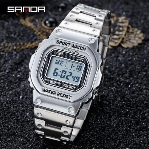 SANDA Outdoor Sport Watch Men Digital Watch 5Bar Waterproof Alarm Clock Cowboy Military Fashion Watches relogio masculino