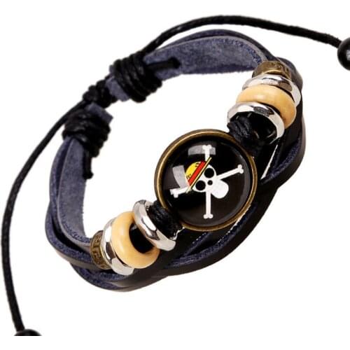 Punk Gothic Skull Black Leather Bracelet Retro Beads Skeleton Charms Wrap Multi-layer Braided Bangle Wristbands Fashion Jewelry