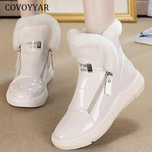 COVOYYAR 2019 Winter Women Shoes Warm Fur Plush Women Boots Fashion Platform Sneakers Woman Side Zipper Snow Boots WSN2021