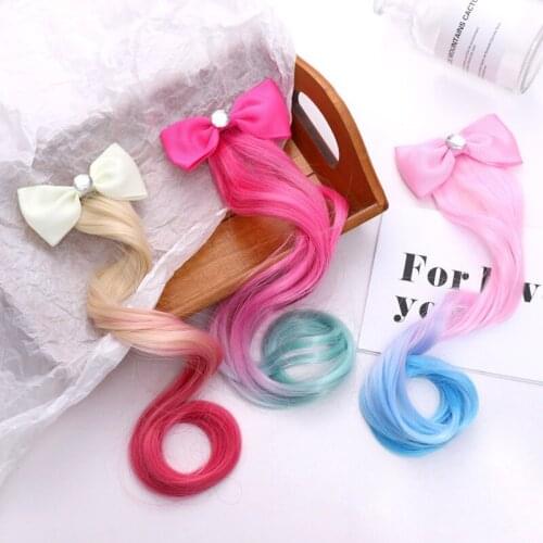 Child Cute Bow Crystal Elastic Hair Band Rubber Band Hair Accessories Kids Wig Headband Girls Twist Braid Rope Headdress