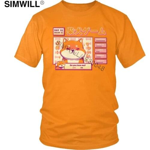 Kawaii Shiba Novel T Shirt Men Classic Design Cotton Tee Tops Men Short Sleeves Funny Japanese Dog Lover T-Shirt Gift Tshirt