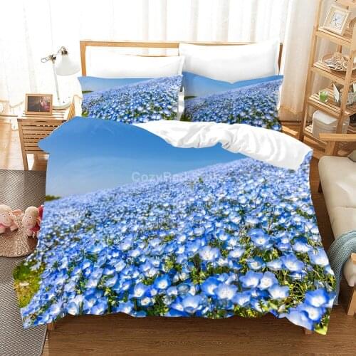 Blue Flower Sea Bedding Set Scenery 3d Duvet Cover Sets Comforter Bed Linen Twin Queen King Single Size Fantasy Luxury Romantic