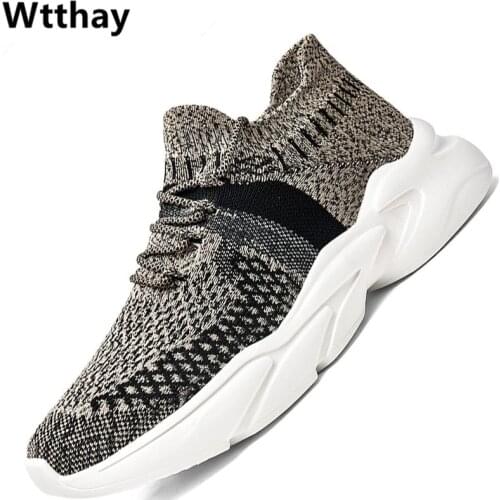 Designer Sneakers Men Breathable Knitted Mesh Men Casual Shoes Fashion Lightweight Men Trainers Tenis Masculino Chaussure Homme