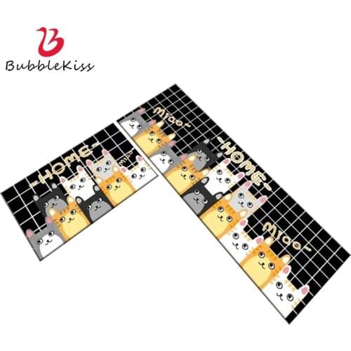 Bubble Kiss Cartoon Carpet Home Kitchen Mat Anti Fatigue Carpets Cute Kitten Pattern Floor Mat Living Room Entrance Doormat Rugs