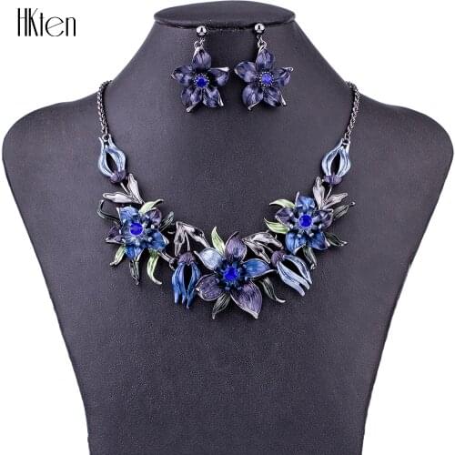 MS1504338 Fashion Jewelry Sets Hight Quality 4 Colors Necklace Sets For Women Jewelry Crystal Unique Flower Design Gifts