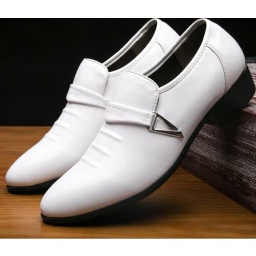 New British Mens Slip On Split Leather Pointed Toe Men Dress Shoes Business Wedding Oxfords Formal Shoes For Male 38-48 H409