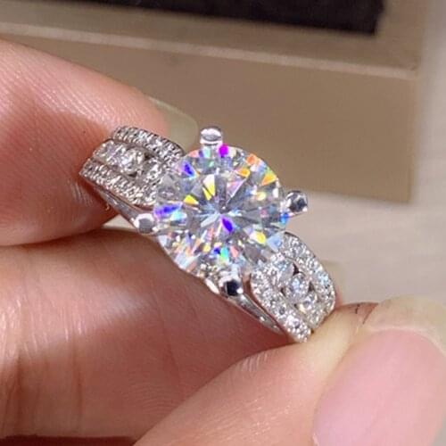 HUAMI New Wedding Ring Classic Four-Claw Zircon Crystal Ring Female Fashion Engagement Proposal Ring Female Womens Ring Jewelry