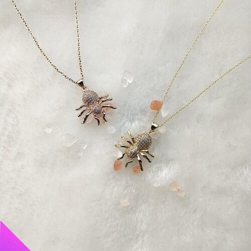 Wholesale 10 New product inlaid rhinestone cute spider necklace 2 colors classic fashion ladies mens jewelry Christmas gifts