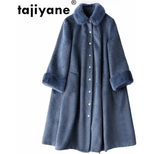 Autumn Winter Jacket Women Clothes 2021 Korean Vintage Mink Fur Collar 30% Alpaca Cashmere 70% Nylon Womens Fur Coat ZT1536