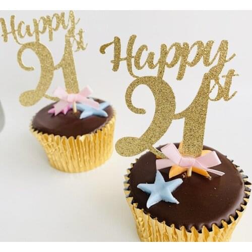 Personalised Birthday cupcake topper with bow / 21st Birthday / Suitable all ages 30th, 70th, 80th, 90th, any age cupcake topper