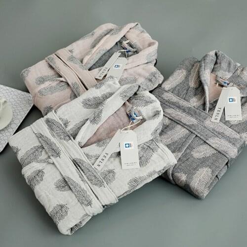 Casual Home Wear Feather Gauze Robe 100% Cotton Robe Bath Robe Women Soft Highly Absorbent Robe Females Ventilation 2021