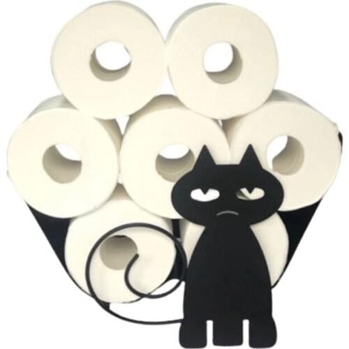 Cat Decorative Toilet Paper Holder - Standing Bathroom Tissue Storage Vertical Bathroom Kitchen Paper Roll Holder Decor