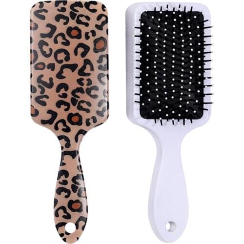 Hair Brush 3D Massage Scalp Comb Leopard Cow Print Salon Hairdressing Brush Paddle Curly Straight Cushion Comb