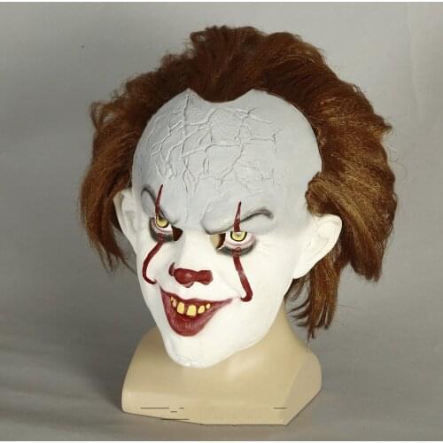 Stephen Kings It Mask Cosplay Costume Scary Clown Pennywise Helmet Horror Joker Halloween Props