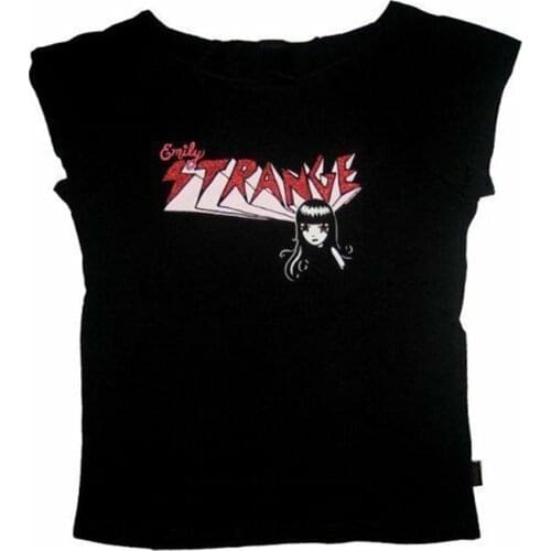 Juniors Womens Black Emily The Strange Character Strange Sparkles Shirt Tee Streetwear Casual Tee Shirt